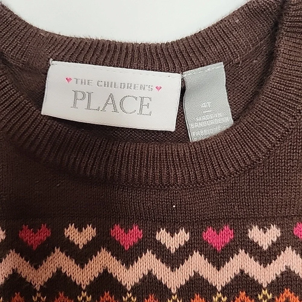 THE CHILDREN'S‎ PLACE Toddler Girls' 4T Orange Brown Pumpkin Fall Sweater Dress